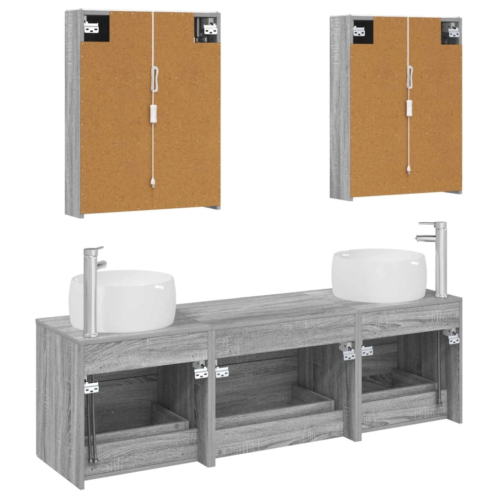 Set di mobili per il bagno 5 pcs Sonoma grigio 3407012