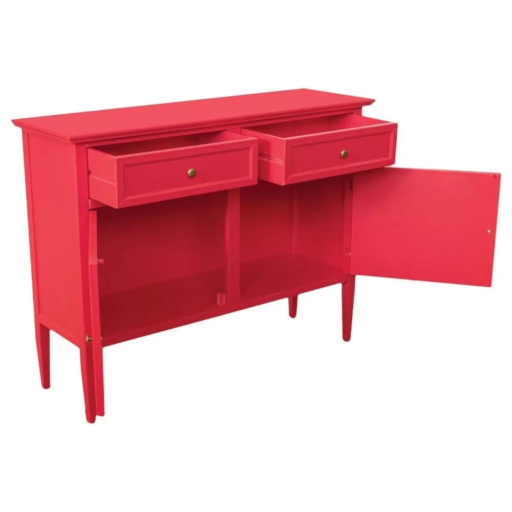 Madia credenza 2 porte 2 cassetti legno shabby rosso lampone 110x35x83 - Mobili 2G