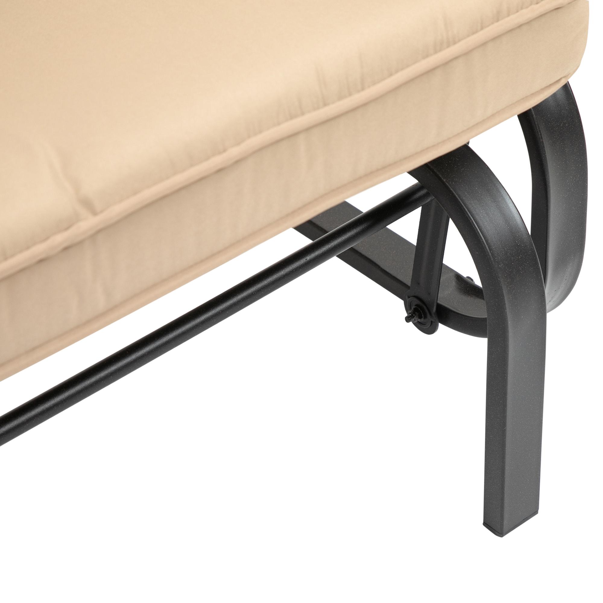 Panchina Dondolo da Giardino 2 Posti 122x70x87 cm in Acciaio e Ghisa con Cuscini Khaki