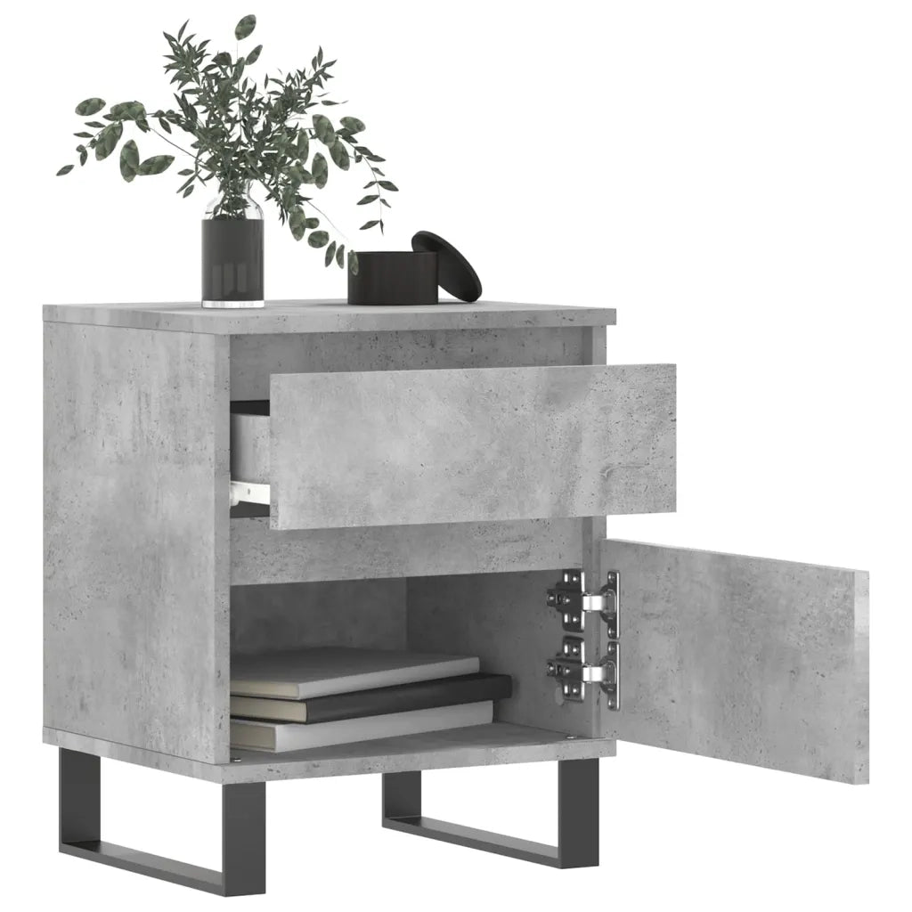 Comodino | Armadio da Notte | Mobiletto da notte Grigio Cemento 40x35x50 cm in Legno Multistrato