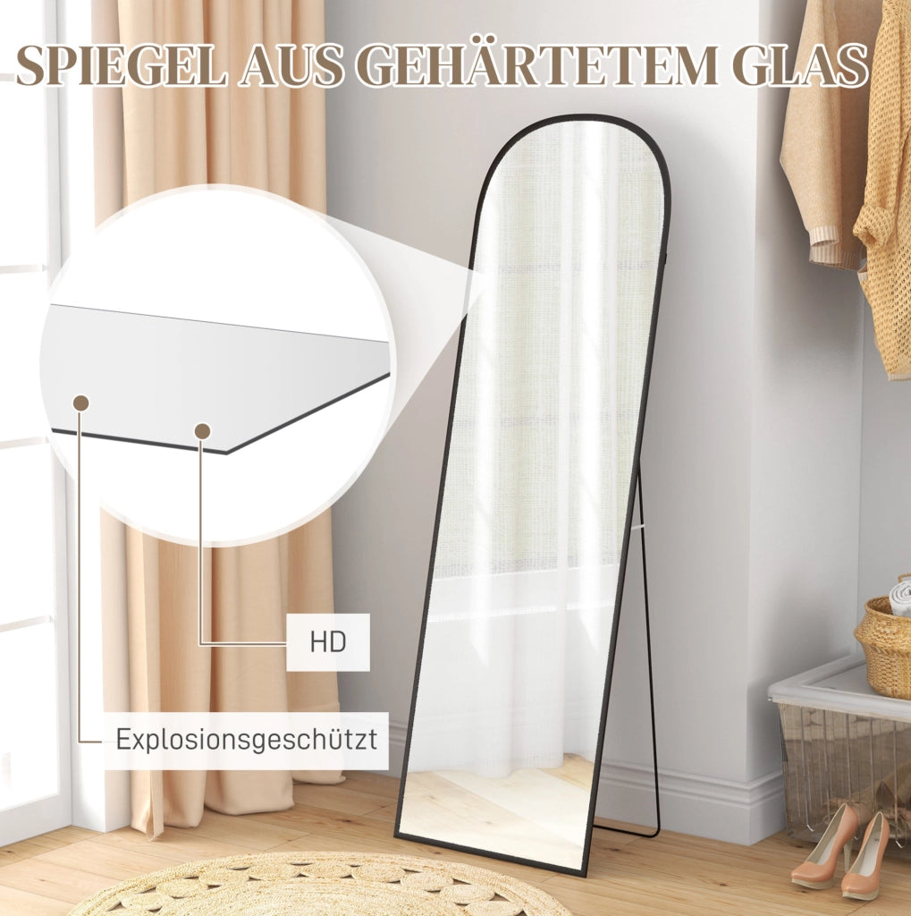 Specchio a figura intera 50 x 161,5 cm con cornice in lega di alluminio nero