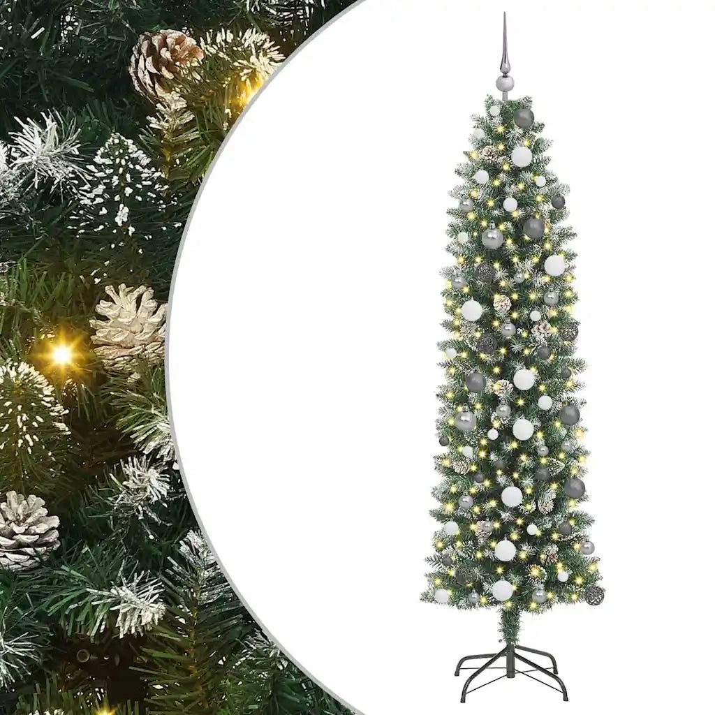 vidaXL Albero di Natale Artificiale Sottile Verde 210 cm