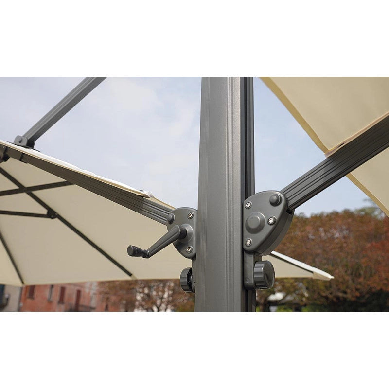 Ombrellone doppio MOIA da 3x3 mt con fusto antracite contract
