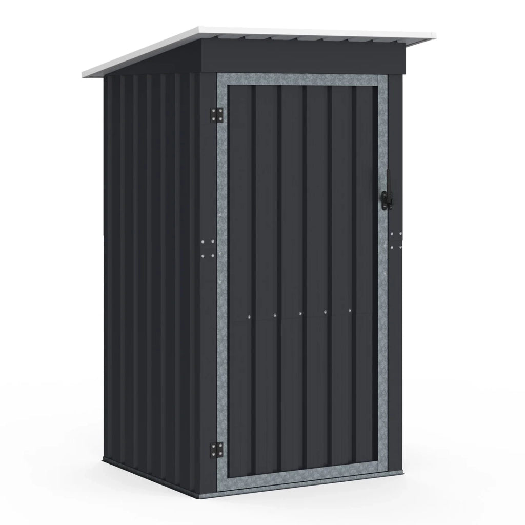 IDMarket - Casetta da giardino grigia in acciaio zincato 100 x 95 x 160 cm con tetto a falde 1 porta
