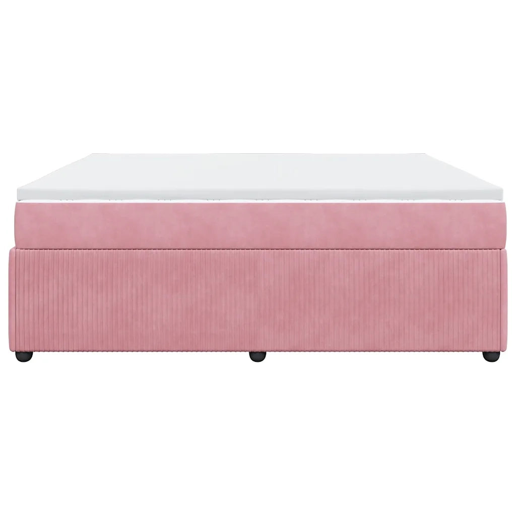 vidaXL Giroletto a Molle con Materasso Rosa 200x200 cm in Velluto