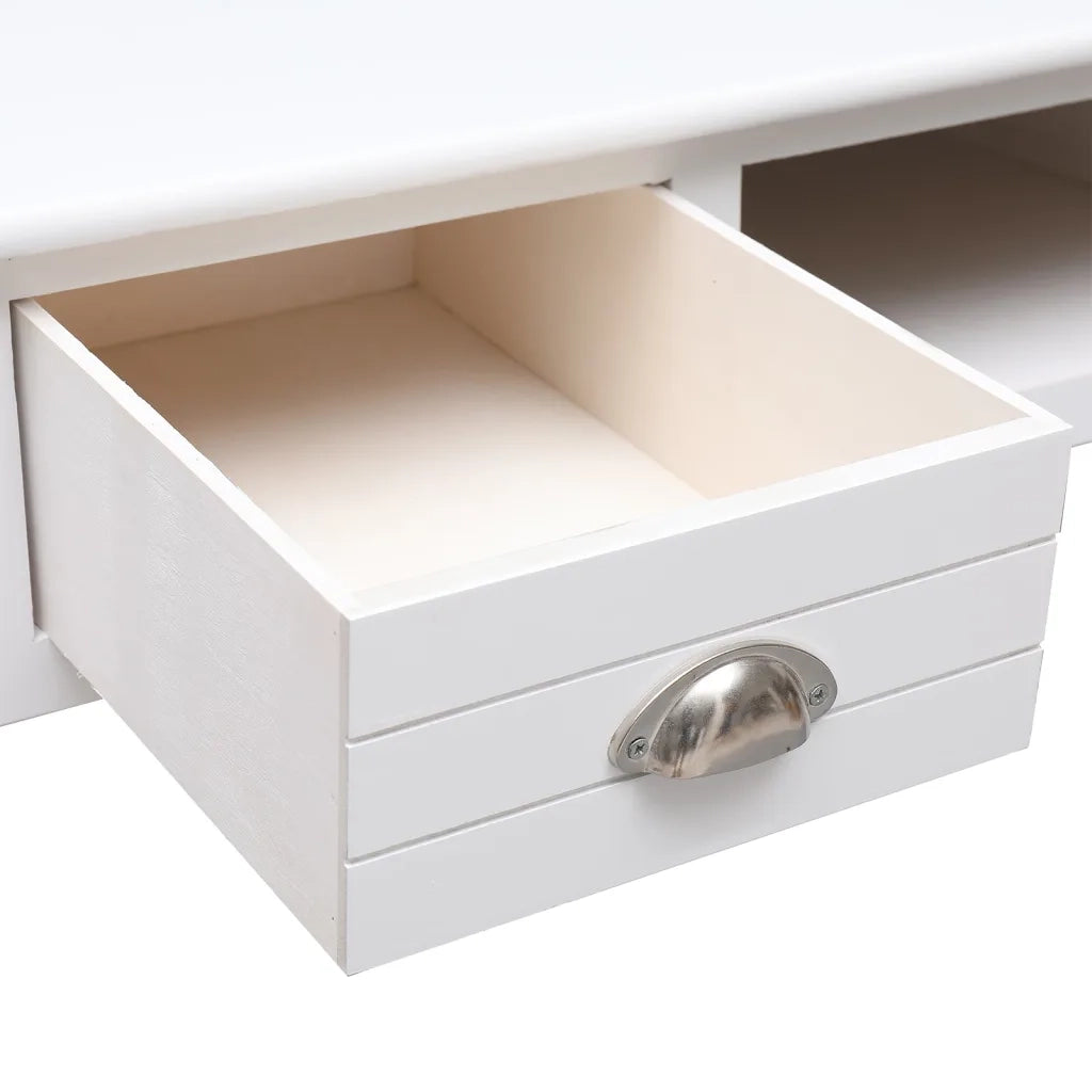 Scrivania | Tavolo da Ufficio Bianca 108x45x76 cm in Legno Massello di Paulownia