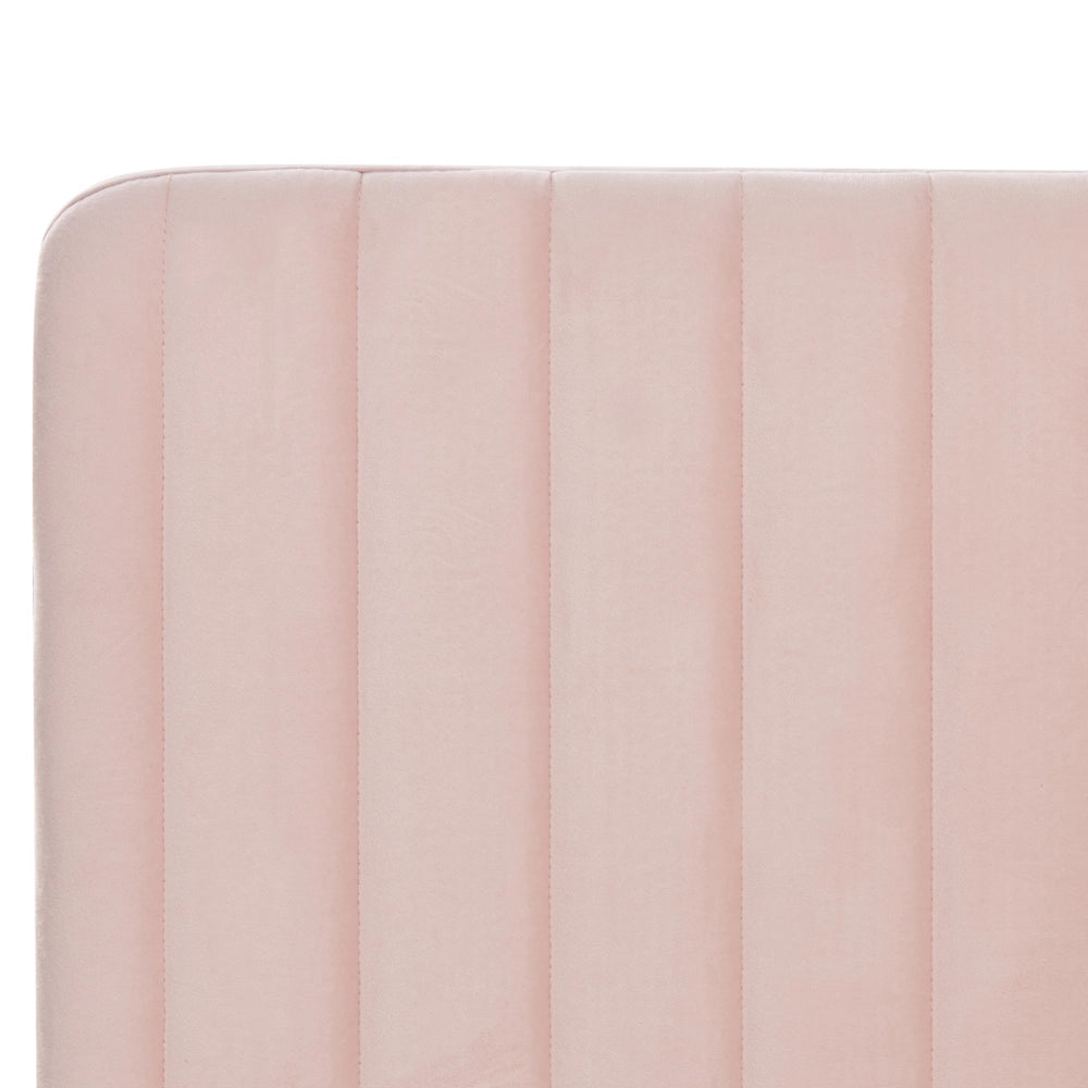 Letto in velluto rosa pastello UE Matrimoniale 140 x 200 cm Testiera Imbottita con Gambe in metallo Design moderno
