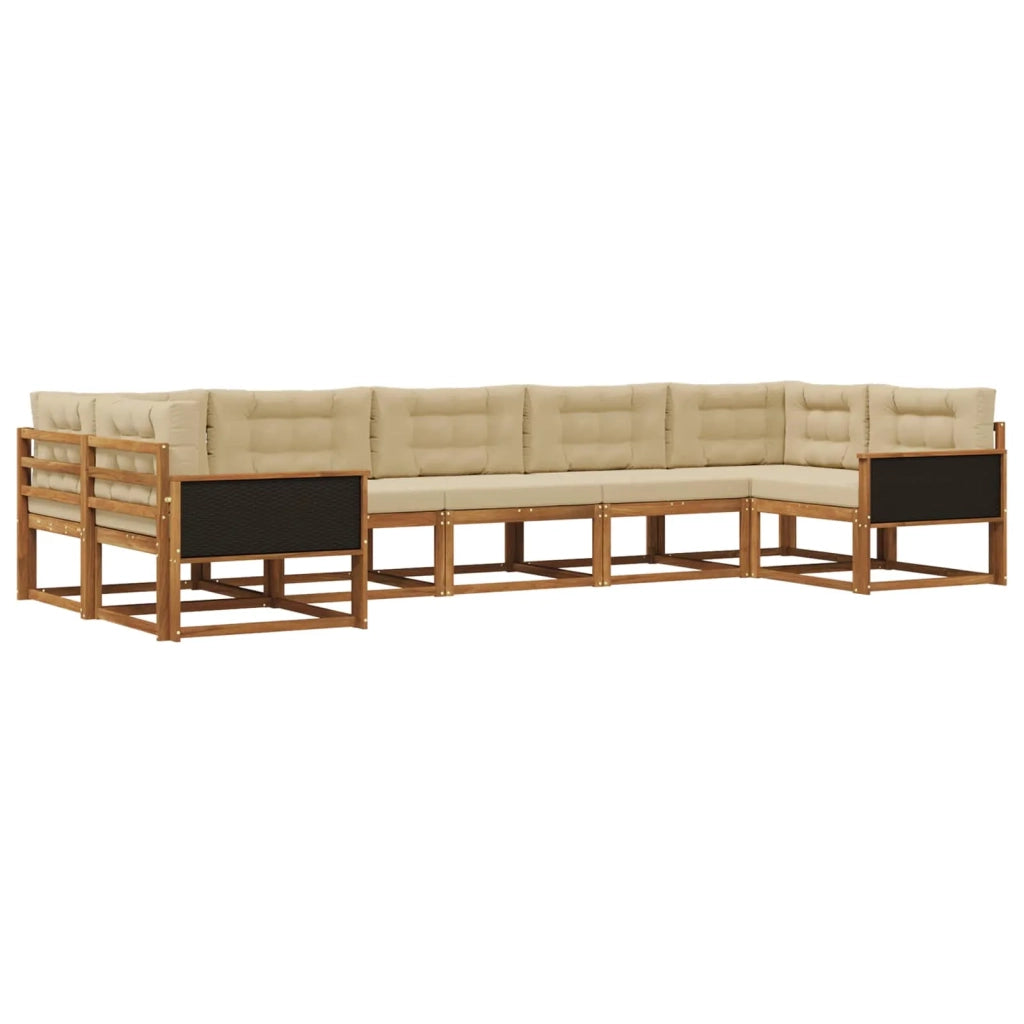 Set di divani da esterno 7 pz Naturale e Beige 3382856
