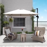 Ombrellone da Giardino con Angolazione Regolabile su 5 Livelli e a 360°, 2.5x2.5 m, color Crema