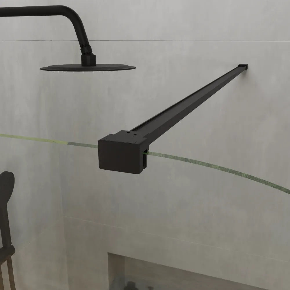 Doccia walk-in arco 120cm con profilo nero opaco vetro 8mm trasparente easy clean h200 | Senja