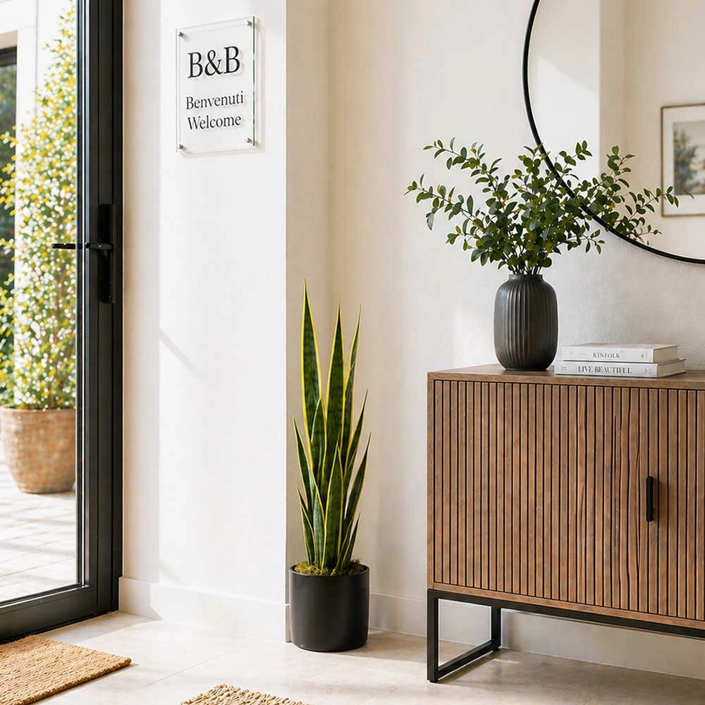 Sansevieria Artificiale con vaso in plastica pianta finta realistica h 90 cm