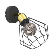 Applique industriale Parkla 1 luce E27 nero oro Luminex