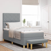 Letto con Box Spring e Materasso Grigio Chiaro 100x200 cm Tessuto