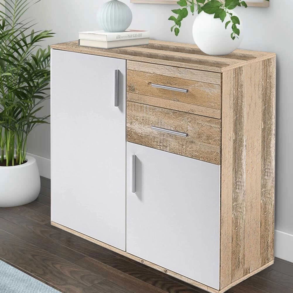 Mobile Madia con Cassetti Ante 2 Ripiani Mobiletto Credenza Cucina Bagno Moderna