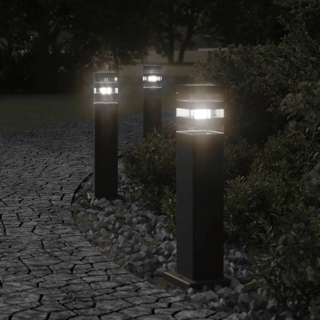 Lampade da terra per esterni 3 pezzi 50 cm alluminio nero 02_0042549