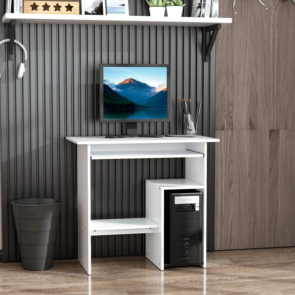 Scrivania per Computer con Ripiano CPU e Tastiera ¨C zephmum ¨C 80x45x75 cm Bianco