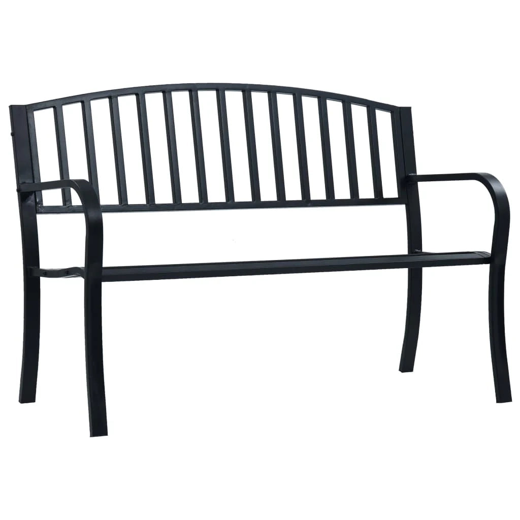 Panca da giardino mobili da esterno terrazza 125 cm acciaio nero 02_0011234