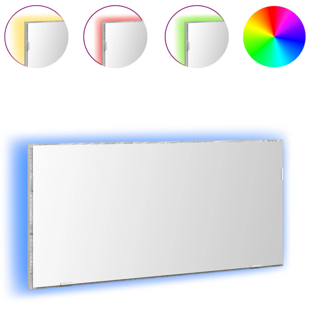 Mobile da bagno  con specchio e luce LED Grigio Sonoma 80x37 cm