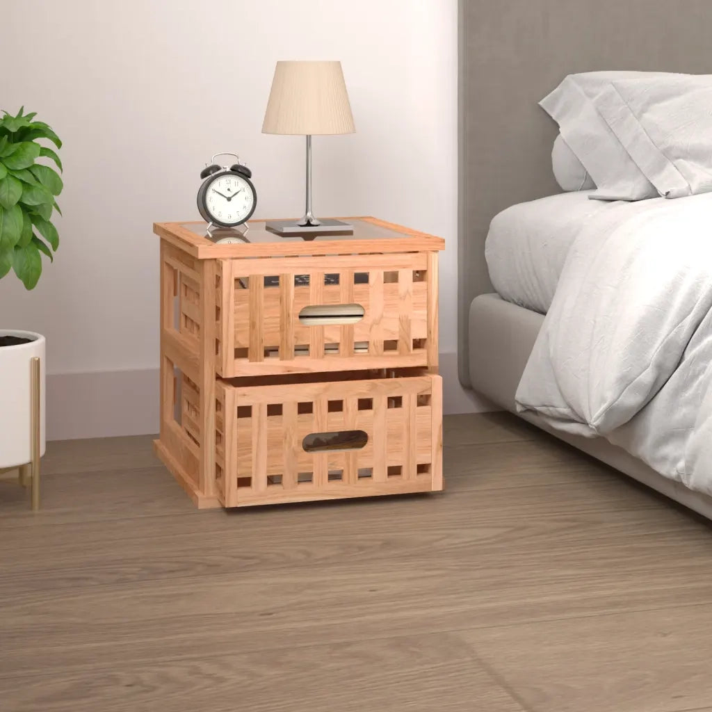 Comodino 34x34x34 cm in Legno Massello di Noce 350345