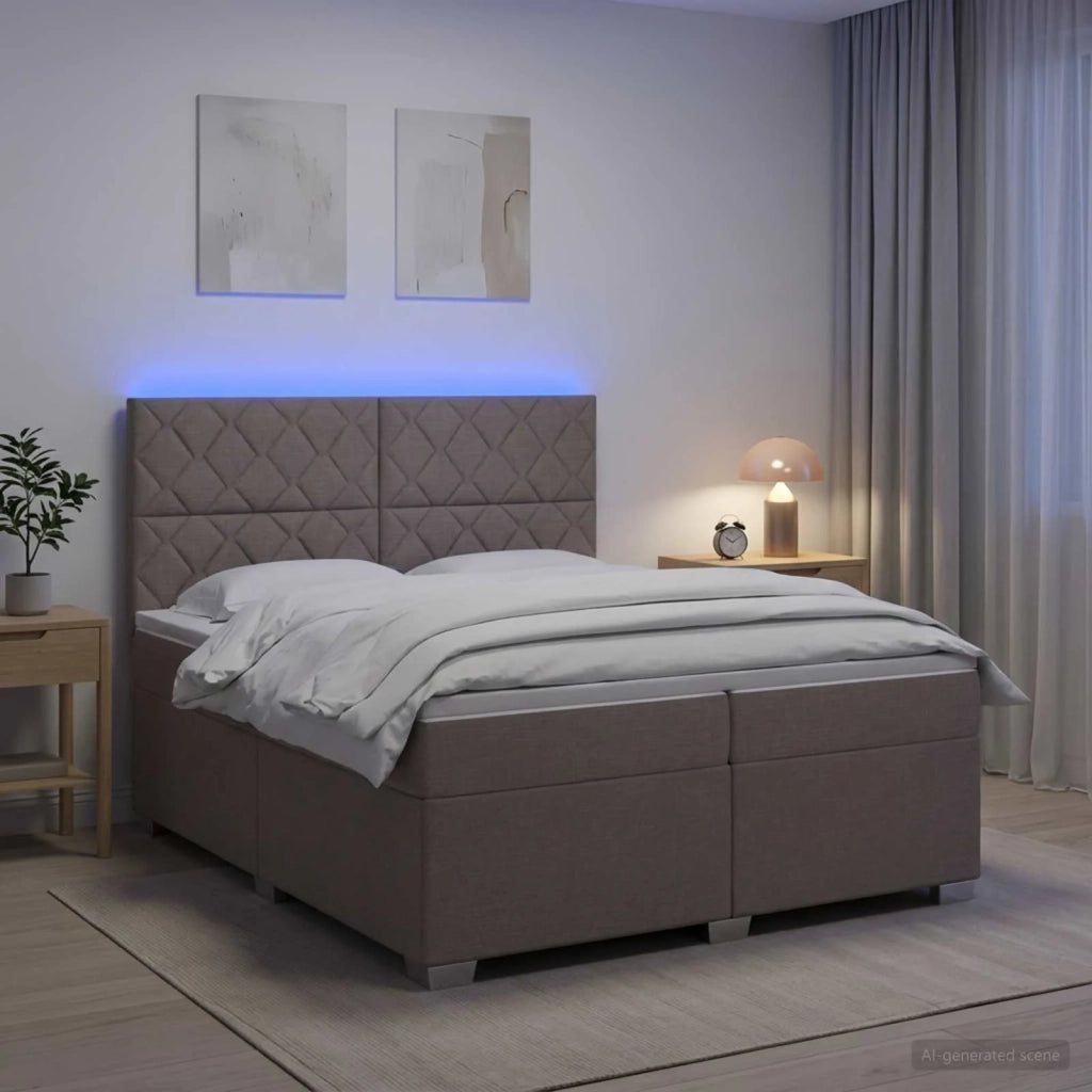 Letto box spring con materasso Tortora 200 x 200 cm Tessuto 3454961