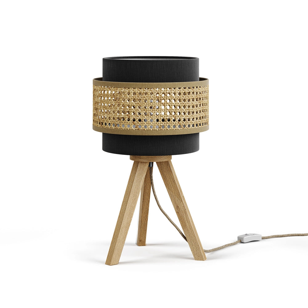 Vicco Lampada da tavolo Rattan/nero 26 x 45 cm con supporto