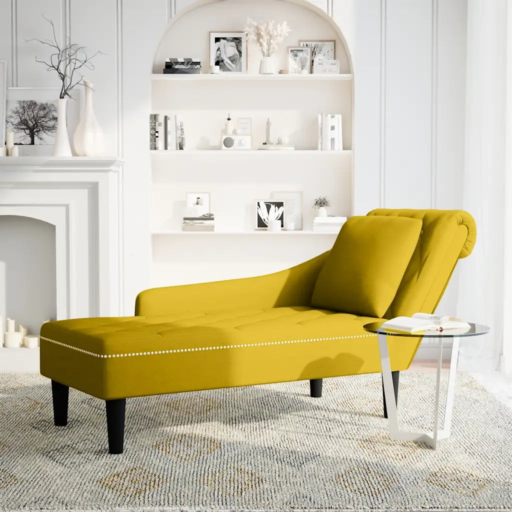 Sdraio con Cuscino e Bracciolo Destro in Velluto Giallo CFW4458803