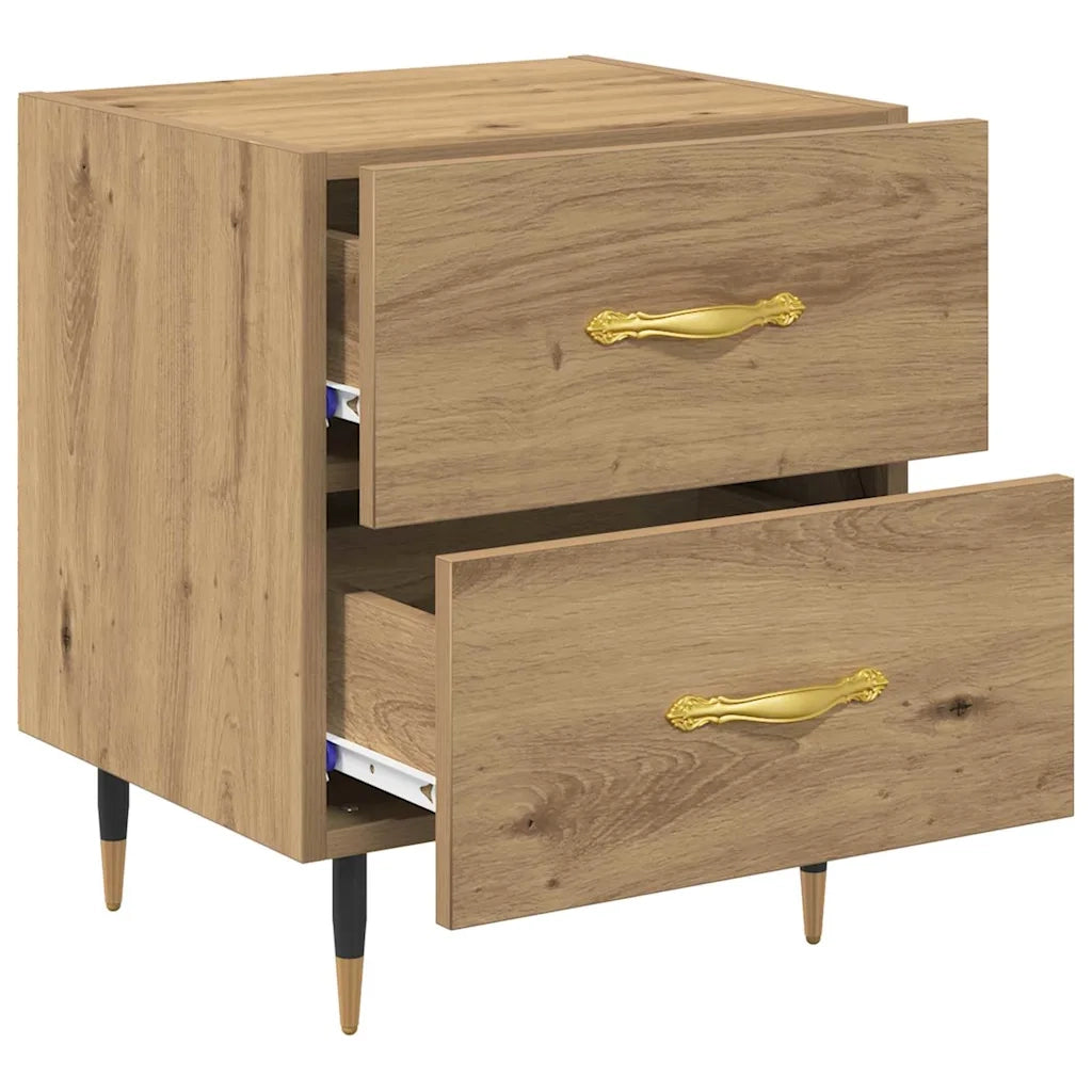 Set di 2 Comodini | Armadio da Notte | Mobiletto da notte Rovere artigianale 40 x 35 x 47,5 cm