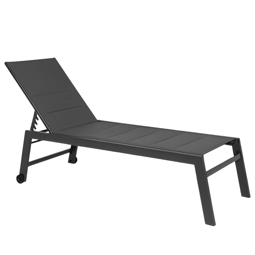 Marvin Lettino Prendisole STRETCH in Alluminio con Schienale Reclinabile 5 Posizioni, Textilene Imbottito, 2 R Antracite