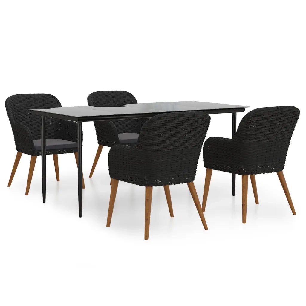 Set da Pranzo da Giardino 5 pz con Cuscini Nero 3156726