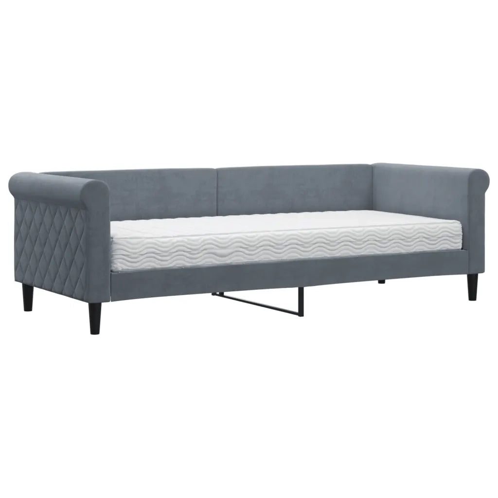 Divano Letto con Materasso Grigio Scuro 80x200 cm in Velluto