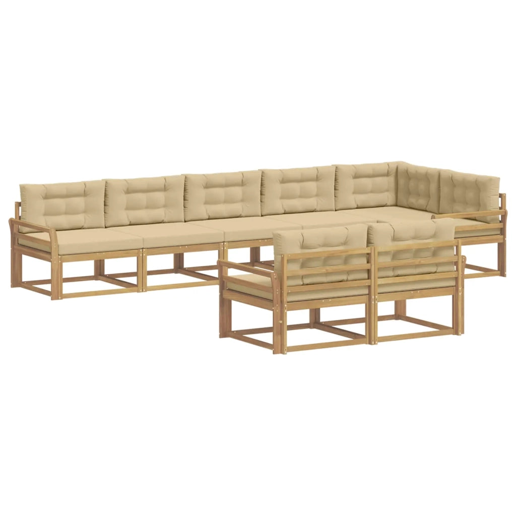 Set di divani da esterno 6 pz Bianco e Beige Poliestere 3386622