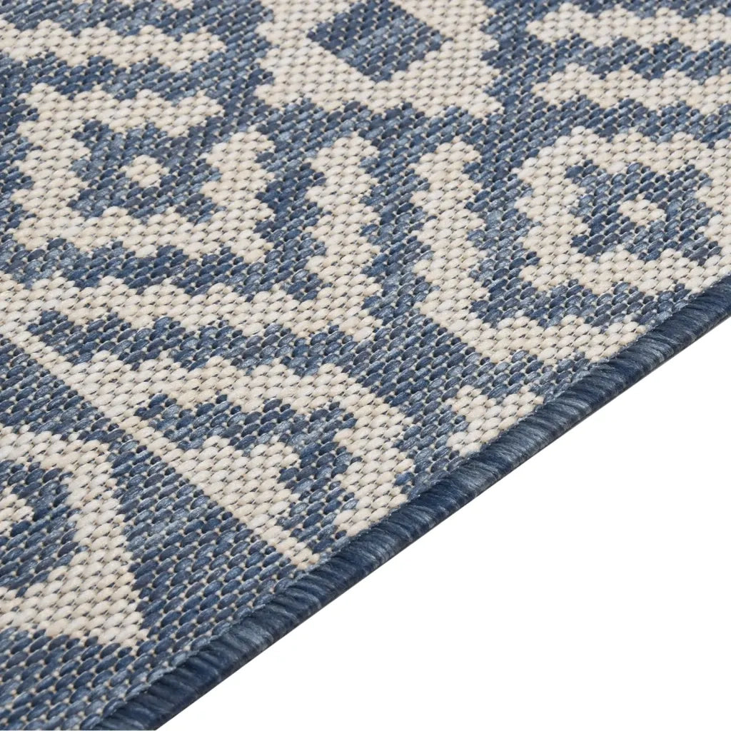 Tappeto da Esterni a Tessitura Piatta 80x250 cm Strisce Blu 340835