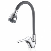 Rubinetto Cucina Doccetta 2 Getti Tubo Girevole Flessibile Silicone  Grigio