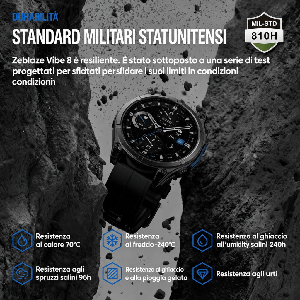 Smartwatch Orologio Intelligente con schermo AMOLED da 1;43 pollici; impermeabile 5ATM IP69K; monitoraggio della frequenza cardiaca; SpO2; sonno e attività sportiva