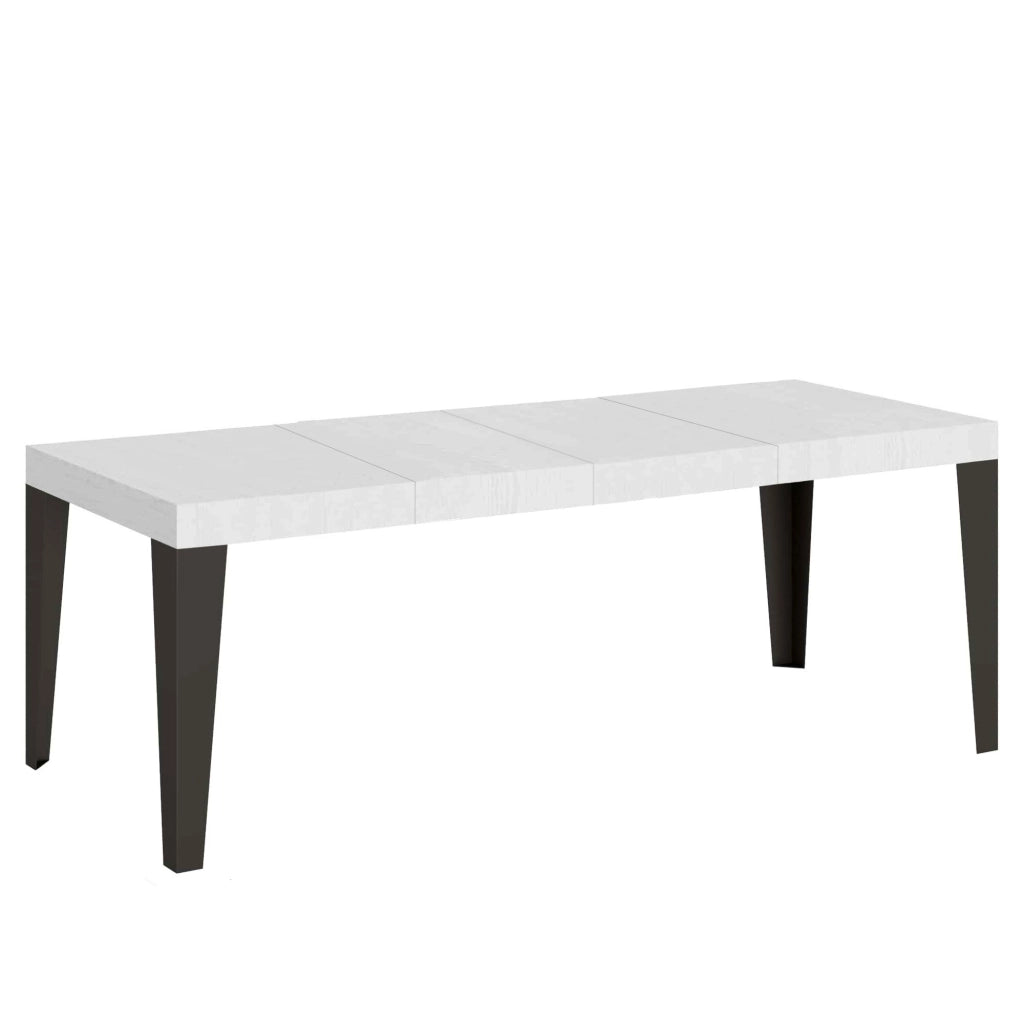 Tavolo allungabile 90x180/440 cm Flaris Premium bianco frassino telaio Antracite