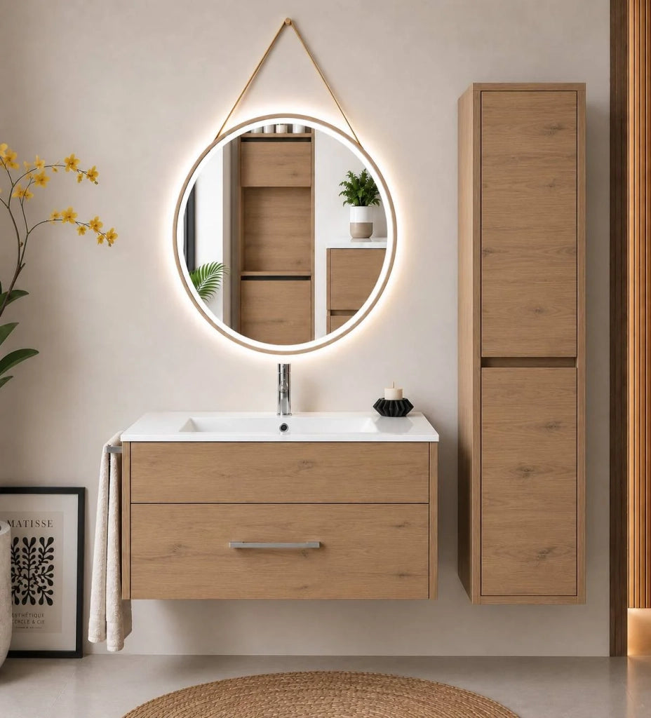 Mobile bagno con lavabo ORIGENBATH FLORENCIA senza specchio 80x45 cm estepa con colonna