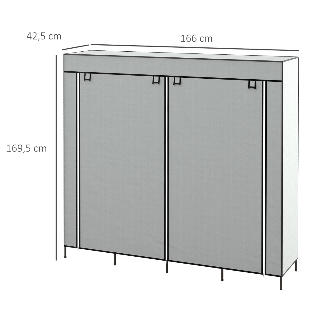 Armadio con Ante in Tessuto ¨C Zephmum ¨C Grigio 90x51x190