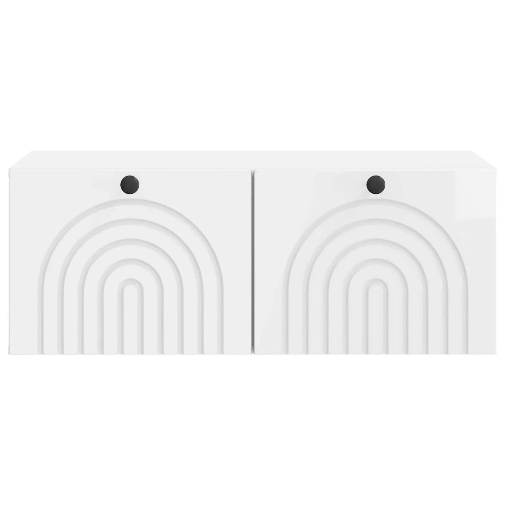 Mobile Porta TV da Muro Bianco Lucido 78,5 x 41 x 30 cm