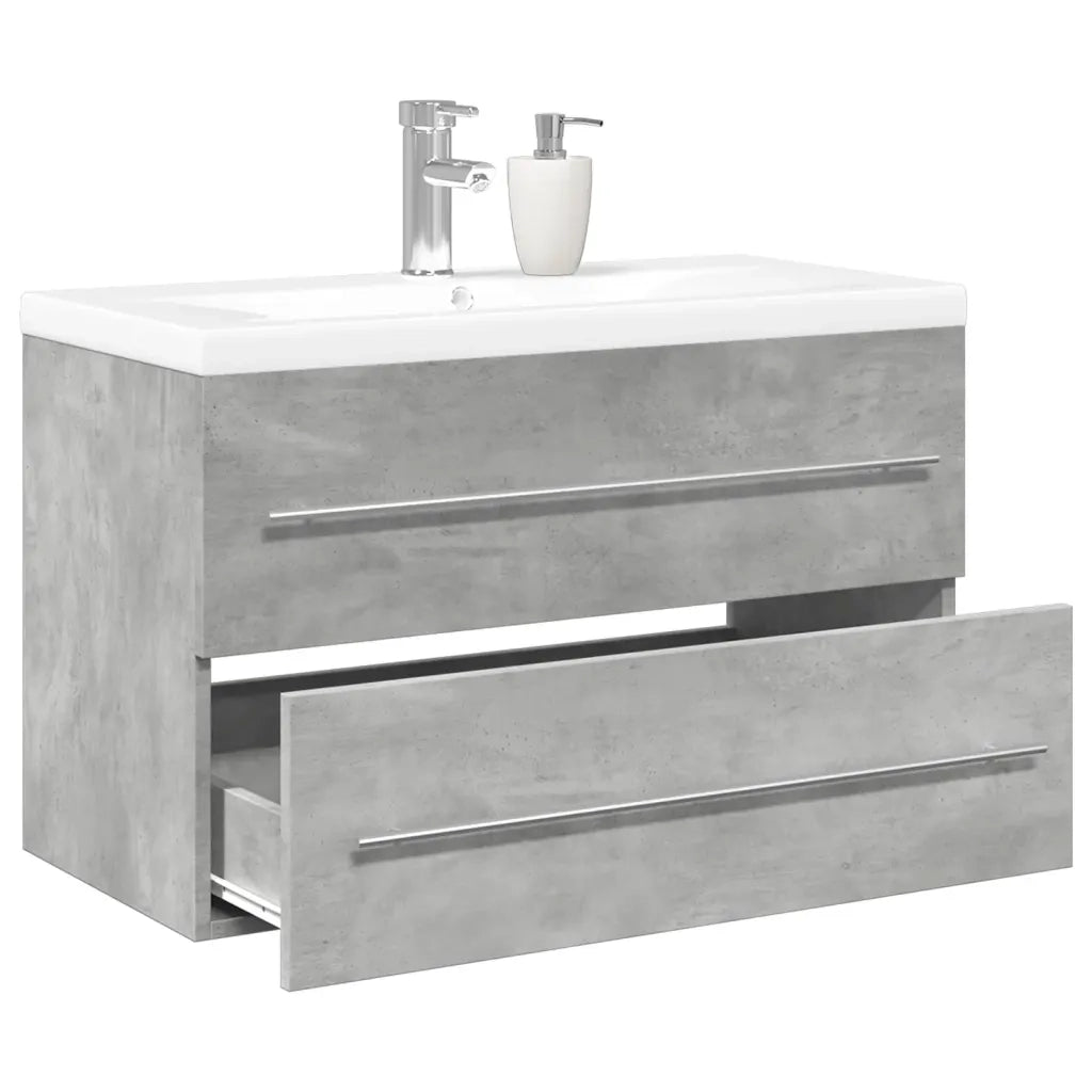 Set Mobili da Bagno 2 pz Grigio Cemento in Legno Multistrato 3324921
