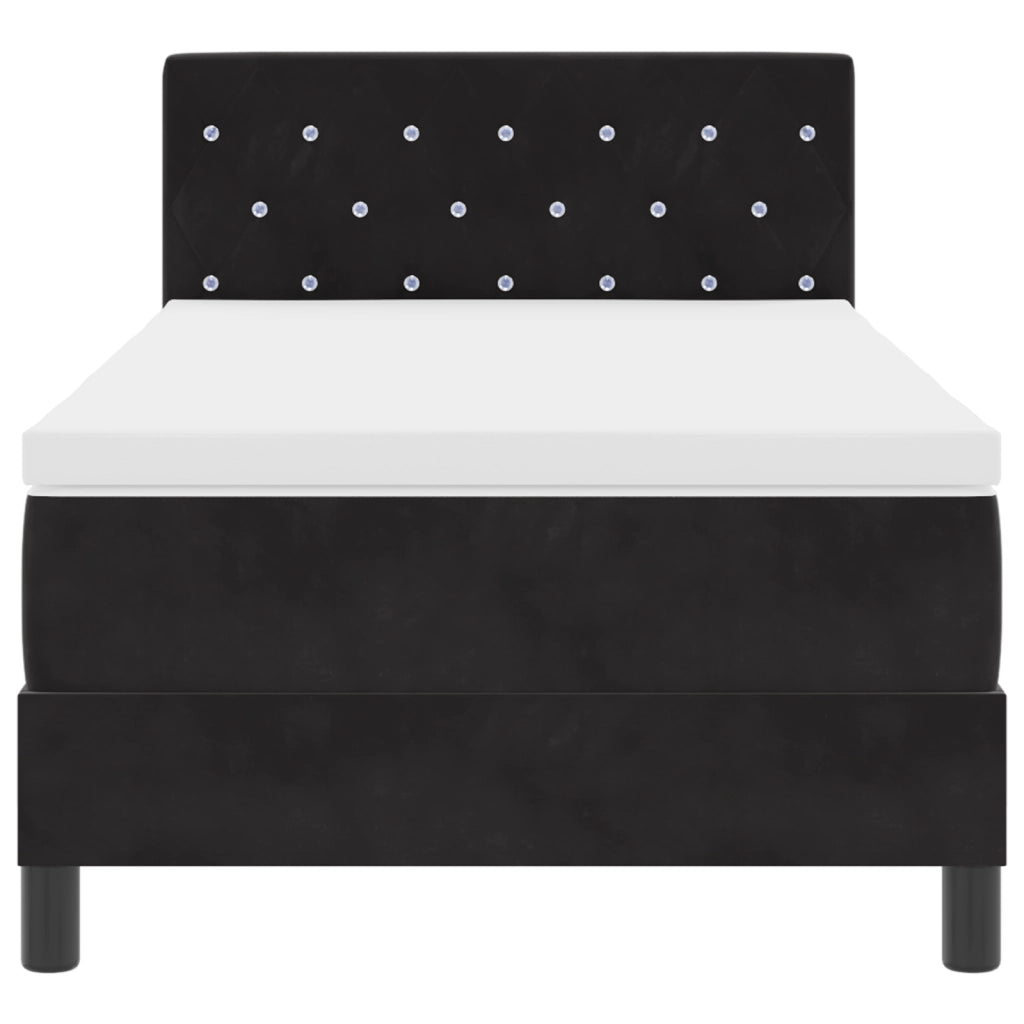 Letto a Molle con Materasso e LED Nero 100x200 cm Velluto