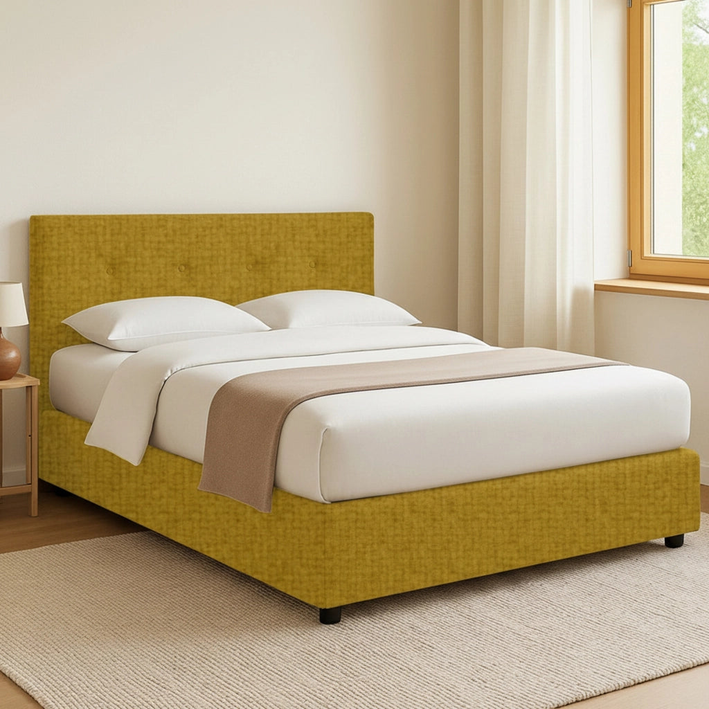 Bolton, Letto Piazza e Mezza Sfoderabile Made in Italy, Giallo Ocra