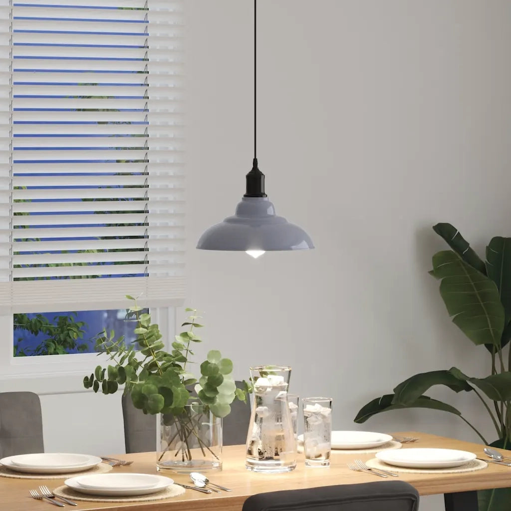 Lampada Sospensione Regolabile E27 Grigio Lucido Ã˜31 cm Metallo