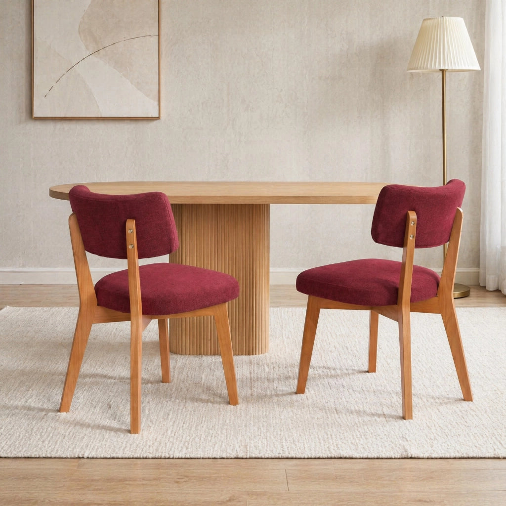 Sedia da pranzo imbottita in legno massello; 54;5 x 47 x 77 cm; rosso vino