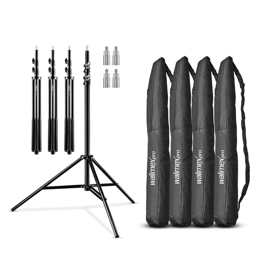 Set 4 stativi per luci WT-806 altezza fino a 256 cm max 6 kg, Cavalletto fotografico per faretti flash e ring light, con adattatore 3/8" e borsa, per foto e video