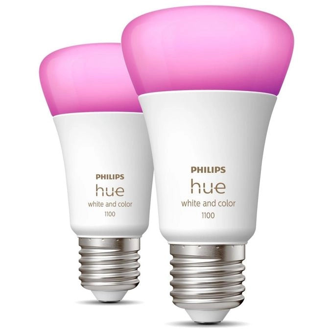 Philips Hue 929002468802 White and Color Ambiance Lampadina Smart LED E27 9W 1100lm 2000-6500K Bluetooth ZigBee Dimmerabile confezione da 2