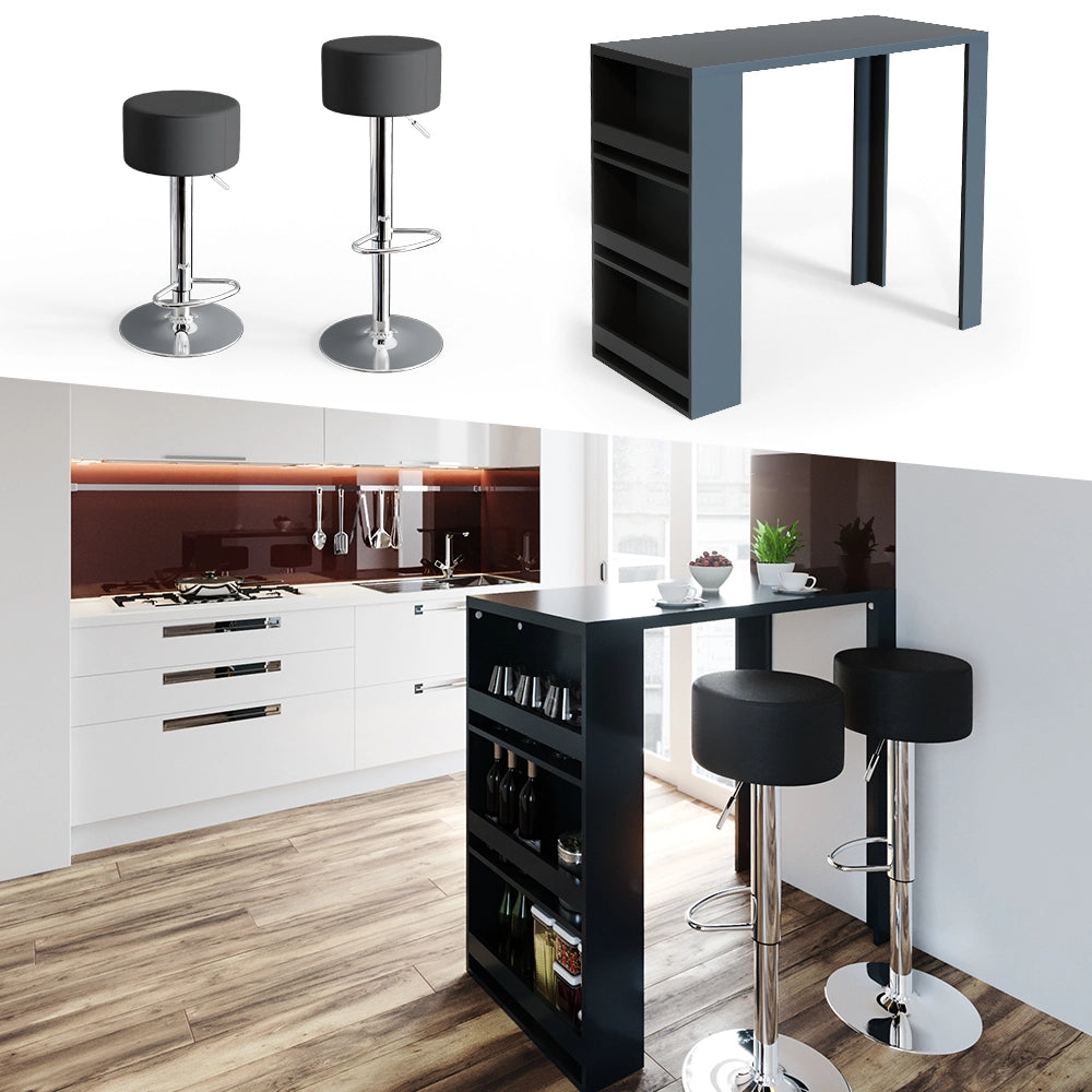 Vicco Tavolo bar con sgabelli Antracite 57 x 117 cm con 2 sgabelli da bar