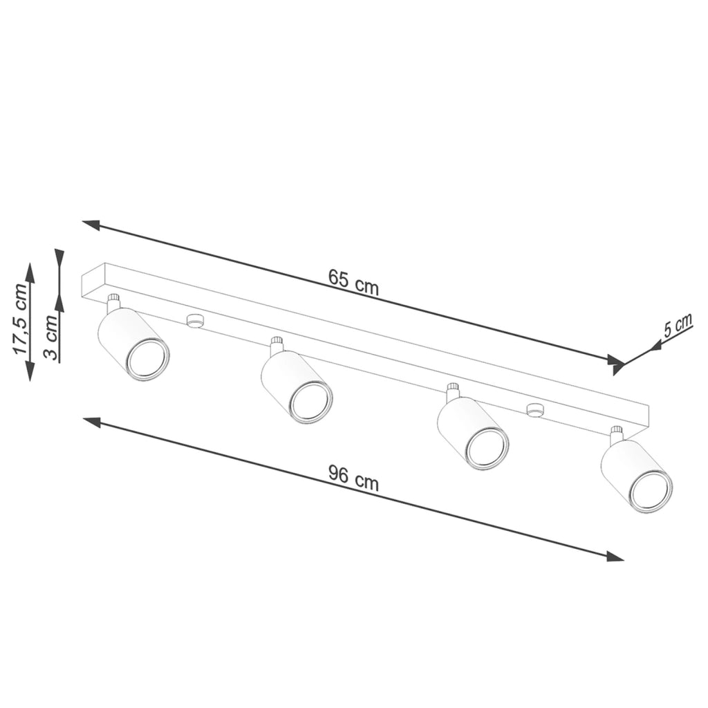 Faretto soffitto barra 4 luci nero/legno GU10 Pure Lume