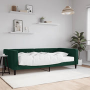 Divano Letto con Materasso Verde Scuro 100x200 cm in Velluto