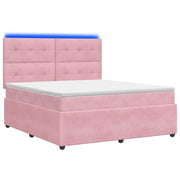 Letto Box Spring LED con Materasso Rosa 140 x 190 cm Velluto 3456070