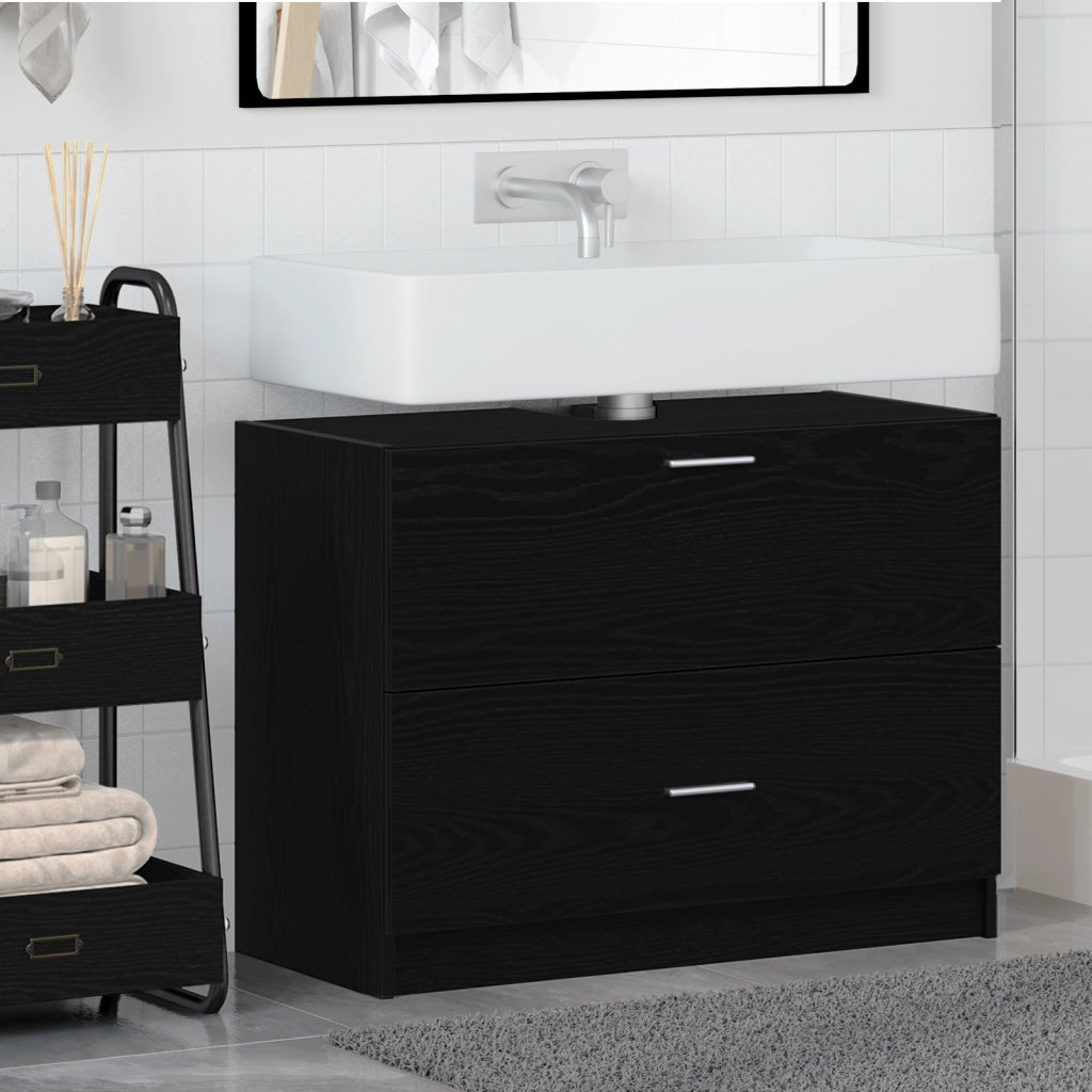 Cabinet per lavello Nero Rovere 78x37x59 cm Legno ingegnerizzato